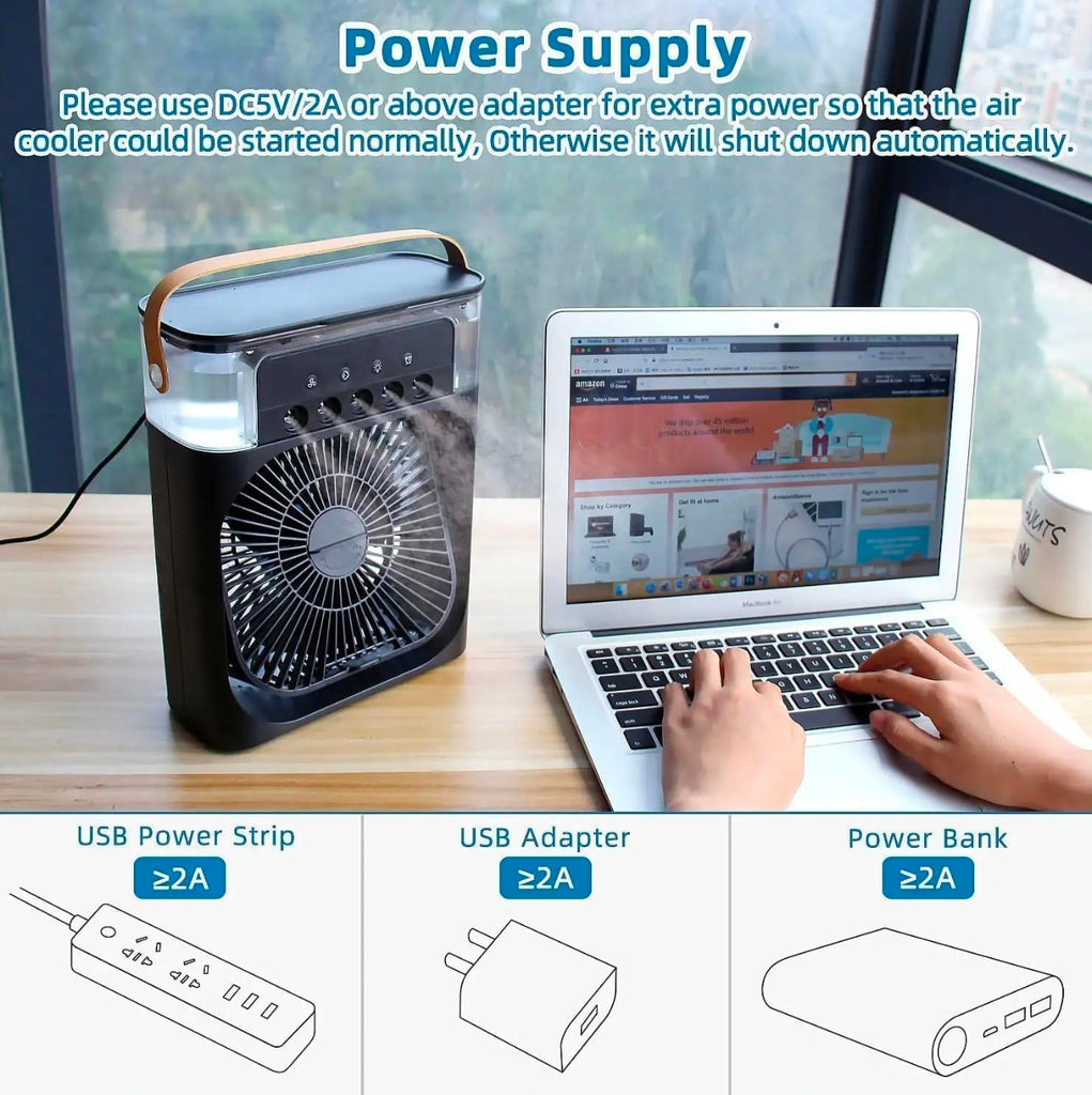 Lexiv Mist Fan With 5 Hole Spray, Efficient Cooling, Ultra-Quiet & Portable