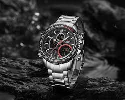 NAVIFORCE NF9182 SB Mens Luxury Analog Digital Stainless Steel Watch