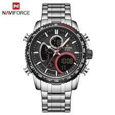 NAVIFORCE NF9182 SB Mens Luxury Analog Digital Stainless Steel Watch
