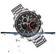 NAVIFORCE NF9182 SB Mens Luxury Analog Digital Stainless Steel Watch