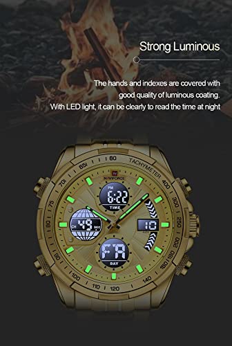 NAVIFORCE 9197S-GG Men's Sport Watches Digital Analog Quartz