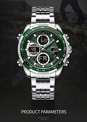 NAVIFORCE NF9197S-SSGN Men's Sport Watches Digital Analog Quartz