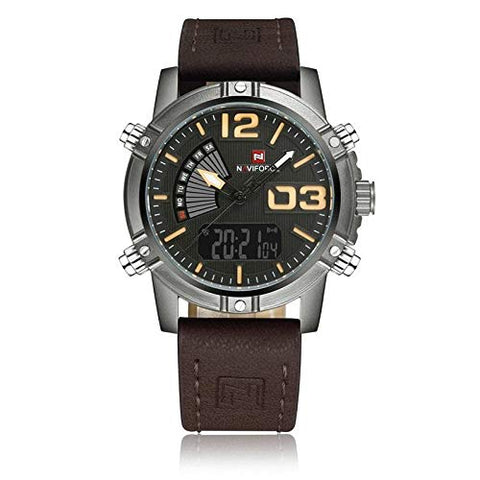 NAVIFORCE 9095 BCEDBN Brand Fashion Dual Time Men Quartz