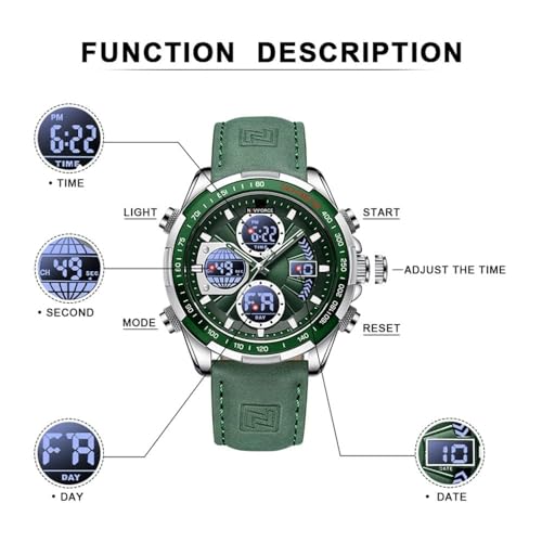 Naviforce NF9197-SGNGN Men's Military Digital Analog Quartz