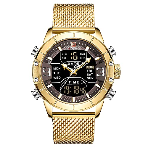 Naviforce NF9153-GG Men's Digital Sports Watch Stainless Steel Quartz