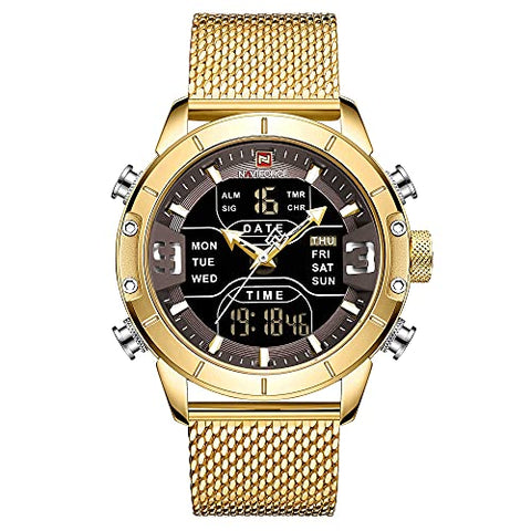 Naviforce NF9153-GG Men's Digital Sports Watch Stainless Steel Quartz