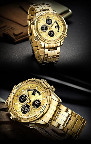 NAVIFORCE 9197S-GG Men's Sport Watches Digital Analog Quartz