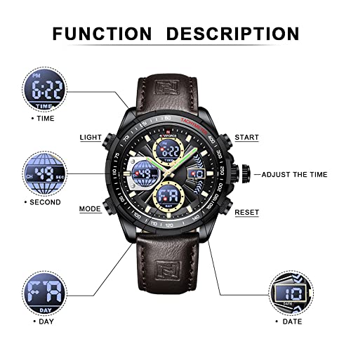 NAVIFORCE NF9197 Men's Military Digital Watches Analog Quartz