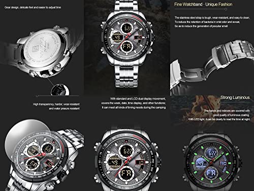 NAVIFORCE 9197-SB Men's Sport Watches Digital Analog Quartz Waterproof