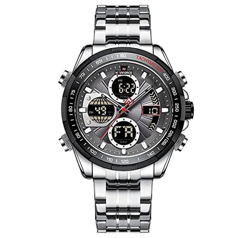NAVIFORCE 9197-SB Men's Sport Watches Digital Analog Quartz Waterproof