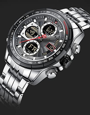 NAVIFORCE 9197-SB Men's Sport Watches Digital Analog Quartz Waterproof