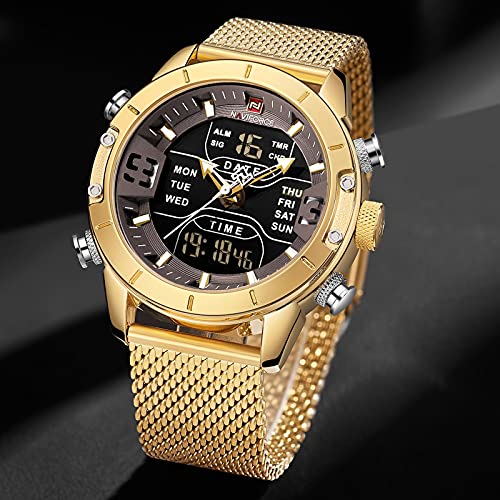 Naviforce NF9153-GG Men's Digital Sports Watch Stainless Steel Quartz