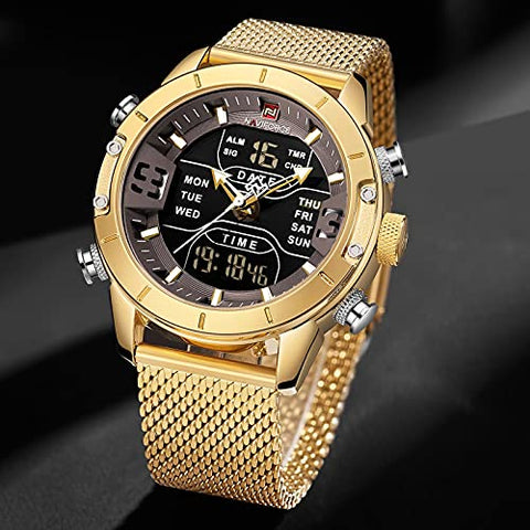 Naviforce NF9153-GG Men's Digital Sports Watch Stainless Steel Quartz