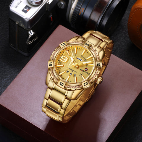 Naviforce NF9117S GG Golden Mens Luxury Analog Stainless Steel Watch